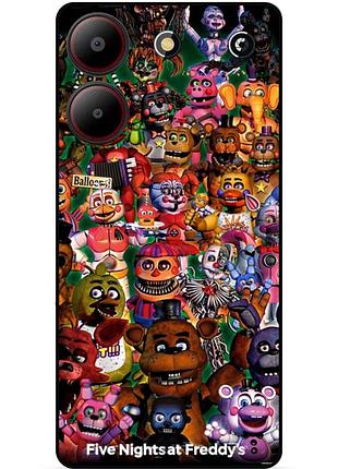 Чехол силиконовый бампер для zte blade a54 с рисунком аниматроники freddy фредди