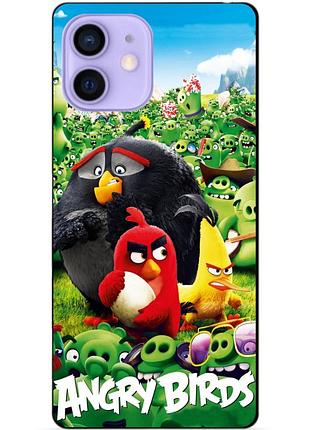 Силіконовий чохол бампер для iphone 12 mini з малюнком angry birds енгрі бердс