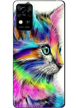 Силіконовий чохол бампер для zte blade a31 з малюнком акварельний кіт
