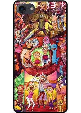Силіконовий чохол бампер для iphone 8 з малюнком rick and morty рік і морті