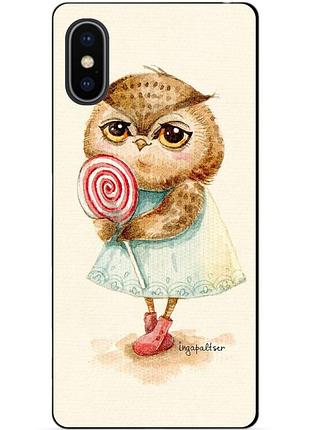 Силіконовий чохол бампер для iphone xs max з малюнком совонька