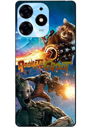 Силиконовый чехол бампер для tecno spark 10 pro rocket groot ракета грут стражи галактики