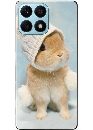 Силіконовий чохол бампер для huawei honor x8a з малюнком зайчик у шапці