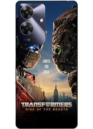 Чехол силиконовый бампер для realme note 60x с рисунком звероботы трансформеры transformers