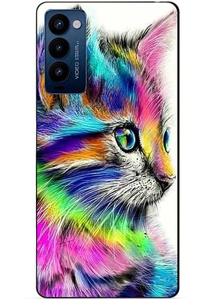 Силиконовый бампер чехол для tecno camon 18p с картинкой акварельный котик