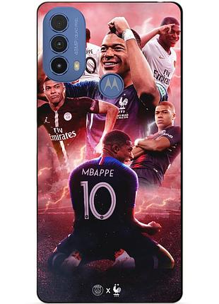 Силиконовый бампер чехол для motorola moto e20 с рисунком килиан мбаппе mbappe