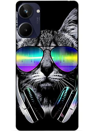 Силиконовый чехол бампер для realme 10 с рисунком кот в очках