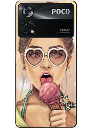 Силиконовый бампер чехол для xiaomi poco x4 pro 5g с рисунком мороженое