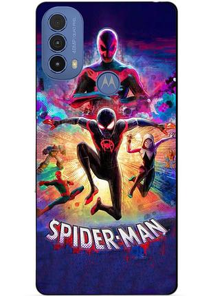 Силиконовый чехол бампер для motorola moto e20 spider man человек паук