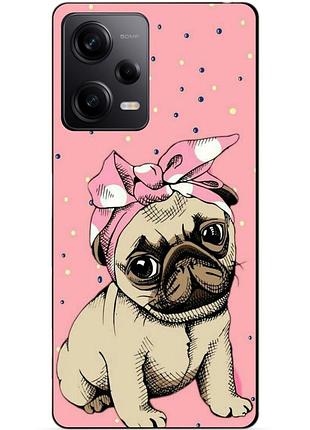 Силиконовый чехол бампер для xiaomi redmi note 12 pro 5g с рисунком мопс