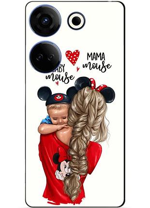 Силіконовий чохол бампер для tecno camon 20 pro з малюнком мама та малюк