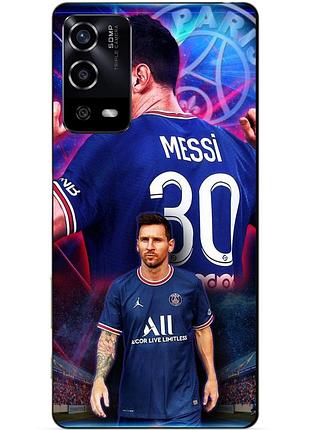 Силиконовый чехол бампер для oppo a55 с рисунком месси псж messi