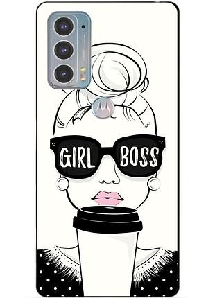 Силіконовий чохол бампер для motorola edge 20 з малюнком girl boss