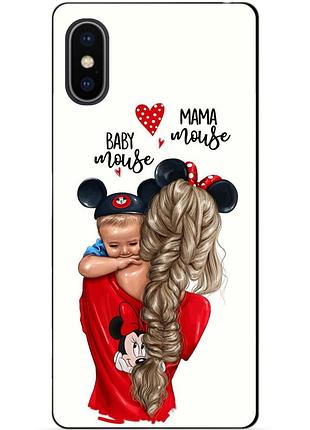 Силиконовый чехол бампер для iphone xs с рисунком мама и малыш