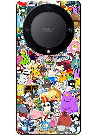 Чехол силиконовый бампер для huawei honor magic 6 lite с рисунком стикеры мультяшки гравити фолз футурама