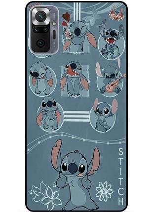 Силиконовый бампер чехол для xiaomi redmi note 10 pro с картинкой стич stitch лило