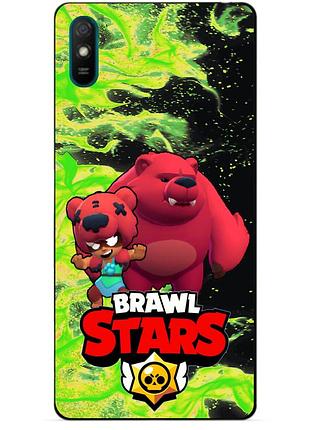 Силіконовий бампер чохол для xiaomi redmi 9a з героєм бравл нитка ведмедик
