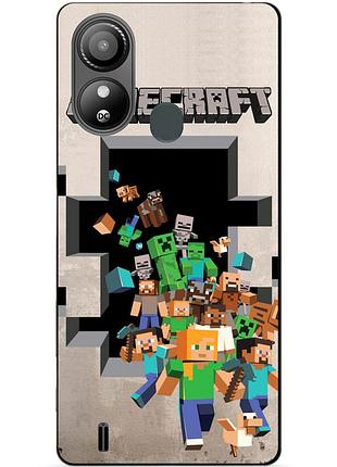 Силиконовый чехол бампер для zte blade l220 с картинкой minecraft майнкрафт