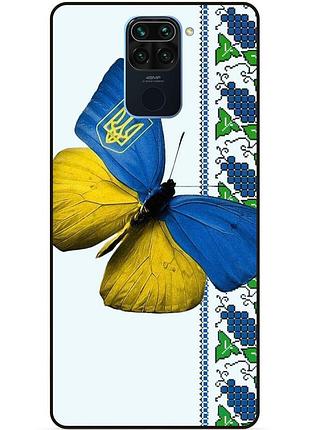 Чехол силиконовый бампер для xiaomi redmi note 9 с рисунком бабочка украина мотылек