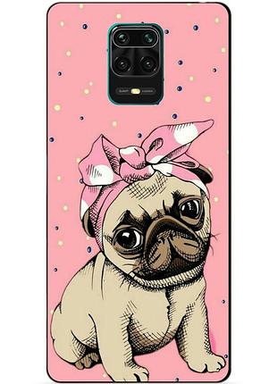 Чехол силиконовый бампер для xiaomi redmi note 9 pro с рисунком мопс