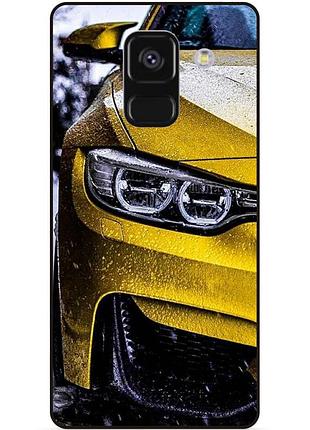 Чехол силиконовый бампер для samsung a8 plus с рисунком bmw бмв машина авто