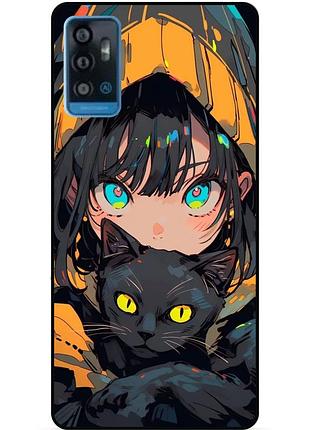 Чехол силиконовый бампер для zte blade a71 с рисунком аниме котик