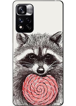 Силиконовый чехол бампер для xiaomi redmi note 11 pro plus 5g с рисунком енот
