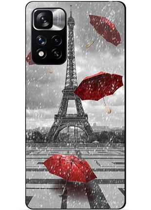 Силиконовый чехол бампер для xiaomi redmi note 11 pro plus 5g с рисунком дождь в париже франция эйфелева башня