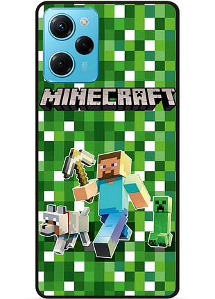 Силиконовый чехол бампер для xiaomi redmi note 12 pro speed edition стив minecraft крипер майнкрафт