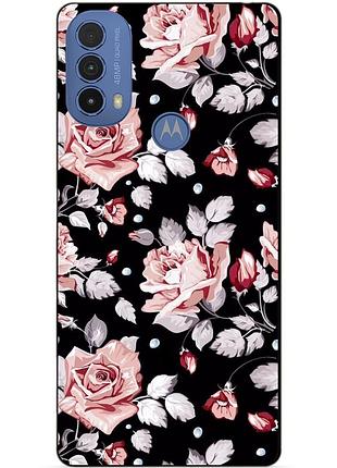 Силиконовый чехол бампер для motorola moto e20 с рисунком розы цветы