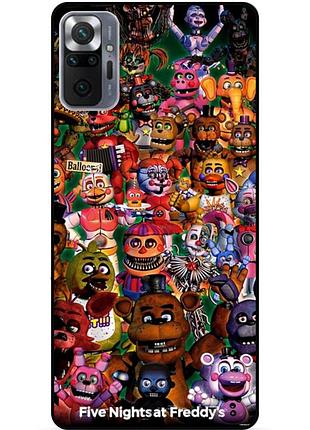 Силиконовый бампер чехол для xiaomi redmi note 10 pro с рисунком аниматроники freddy фредди