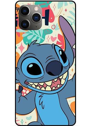 Силиконовый бампер чехол для iphone 11 pro с рисунком stitch стич