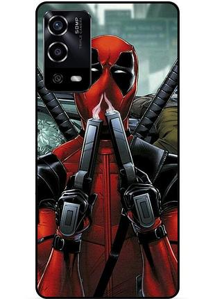 Силиконовый бампер чехол для oppo a55 с рисунком дэдпул deadpool