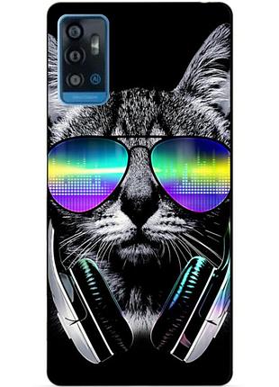 Силіконовий чохол бампер для zte blade a71 з малюнком музичний кіт