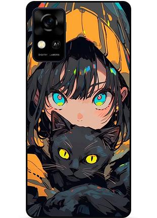 Чехол силиконовый бампер для zte blade a31 с рисунком аниме котик