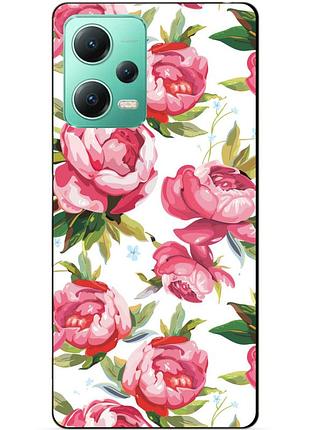 Силіконовий чохол бампер для xiaomi redmi note 12 5g з малюнком півонії квіти