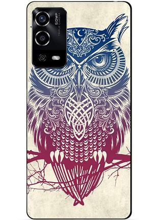 Силиконовый чехол бампер для oppo a55 с рисунком сова