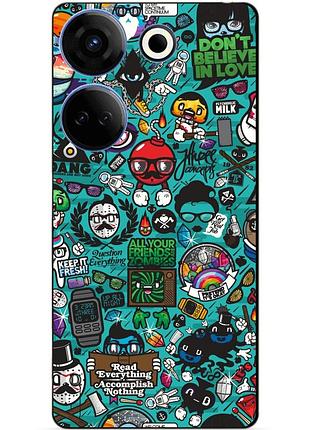 Силіконовий чохол бампер для tecno camon 20 pro з малюнком стикери