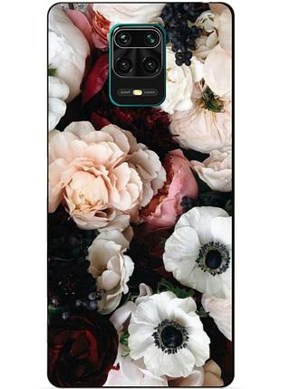 Чехол силиконовый бампер для xiaomi redmi note 9s с рисунком маки цветы