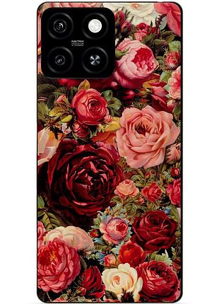 Чехол силиконовый бампер для zte blade a55 с рисунком красные розы цветы