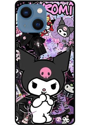 Силиконовый чехол бампер для iphone 14 с рисунком kuromi куроми