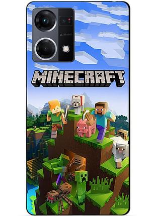 Силиконовый чехол бампер для oppo reno 7 с рисунком minecraft майнкрафт