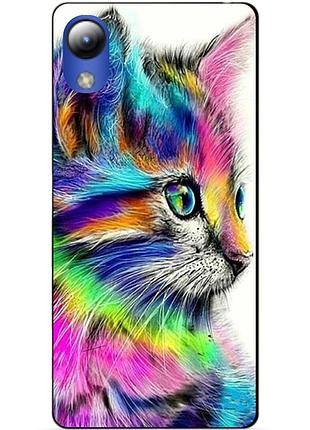 Силиконовый чехол бампер для zte blade l8 с рисунком акварельный кот