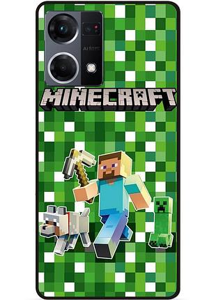 Силіконовий чохол бампер для oppo reno 7 стів minecraft кріпер майнкрафт