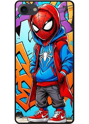 Чехол силиконовый бампер для iphone 7 с рисунком spider man marvel человек паук