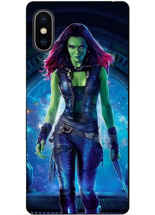 Силиконовый чехол бампер для iphone xs max с рисунком гамора стражи галактики gamora