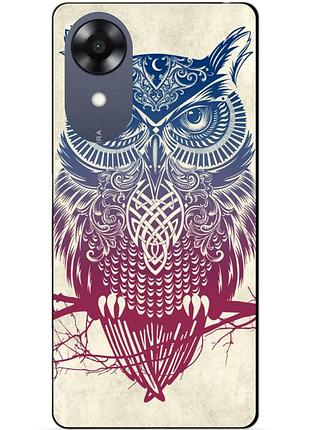 Силиконовый чехол бампер для oppo a17k с рисунком сова