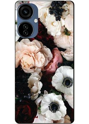 Силиконовый чехол бампер для oppo a3x с рисунком маки цветы