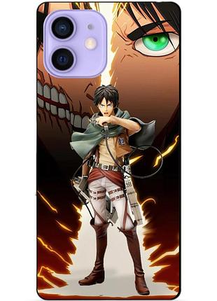 Силиконовый чехол бампер для iphone 12 с рисунком атака титанов attack on titan
