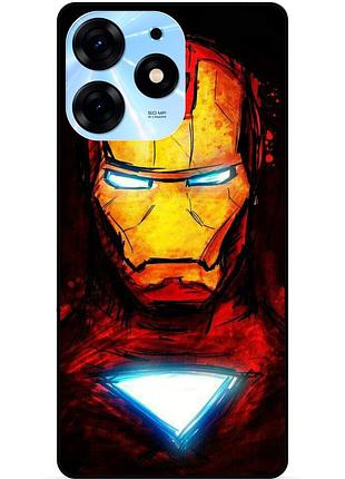 Силиконовый бампер чехол для tecno spark 10 pro с рисунком marvel марвел железный человек iron man